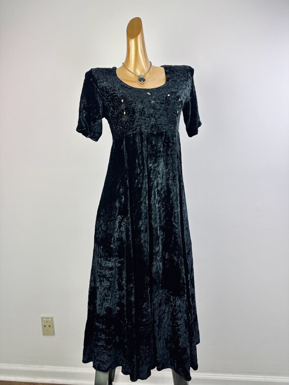 90s Goth Dress Grunge Velvet Babydoll Dress Formal Deep V Plunging Gothic  Dress - Etsy