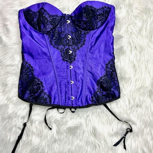 Goth lingerie corset bustier top satin overbust custom boned bodice