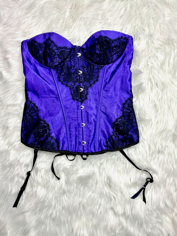 Goth lingerie corset bustier top satin overbust cu