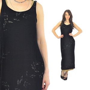 Black velvet dress 90s prom formal party maxi length Medium