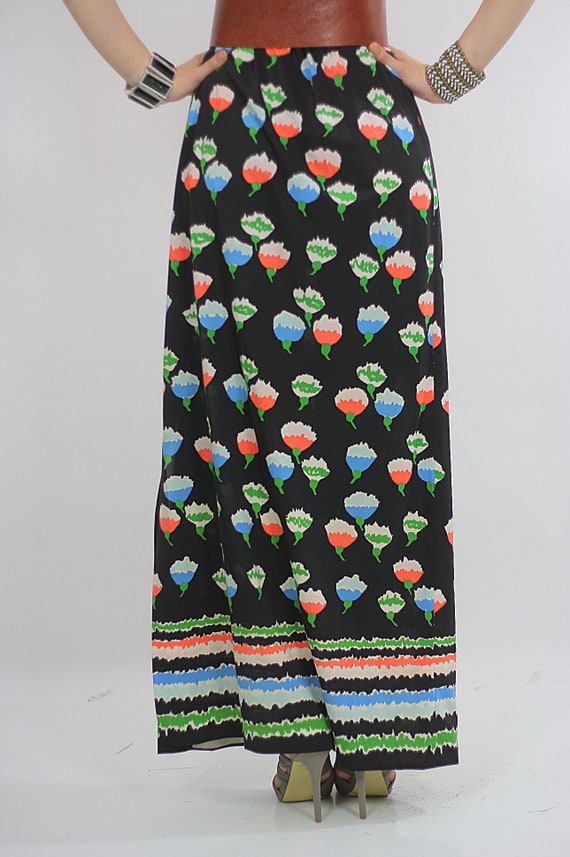 Vintage 60s Boho Hippie Floral Print Maxi Skirt - image 5