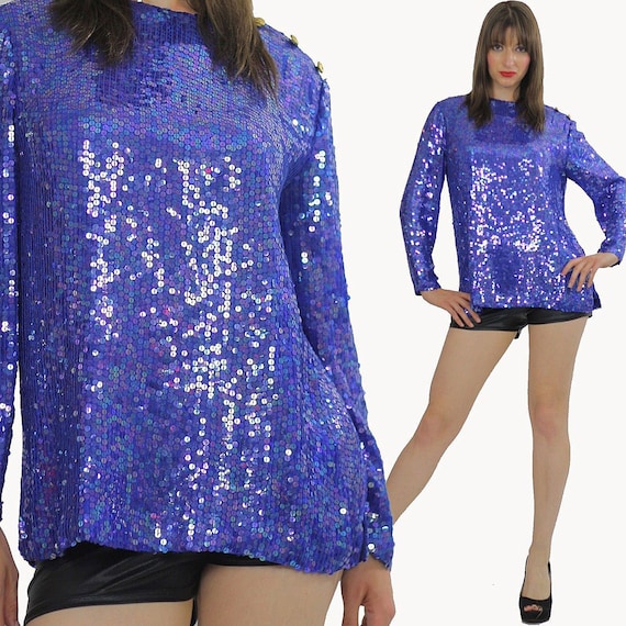 Vintage 80s sequin beaded top tunic Gatsby dress … - image 1