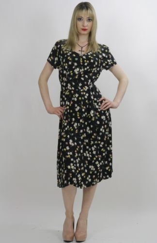 90s Floral Grunge Dress Vintage Short Sleeve Mini Button up