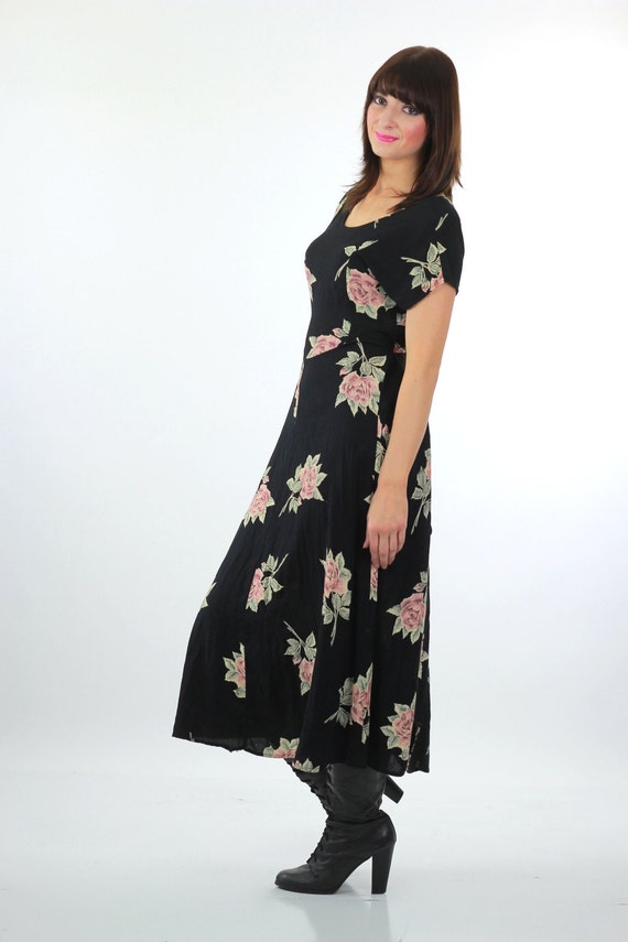 Grunge dress 90s goth floral sundress boho maxi M… - image 3