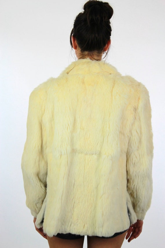 Vintage 80s Boho Hippie Glam rock white fur jacke… - image 5