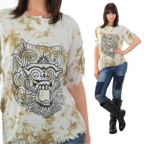 Vintage gothic Boho Gargoyle Top Shirt Goth Monst… - image 1