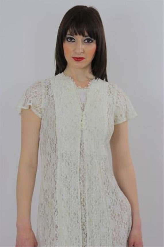 Vintage 90s grunge Boho white sheer lace party mi… - image 9