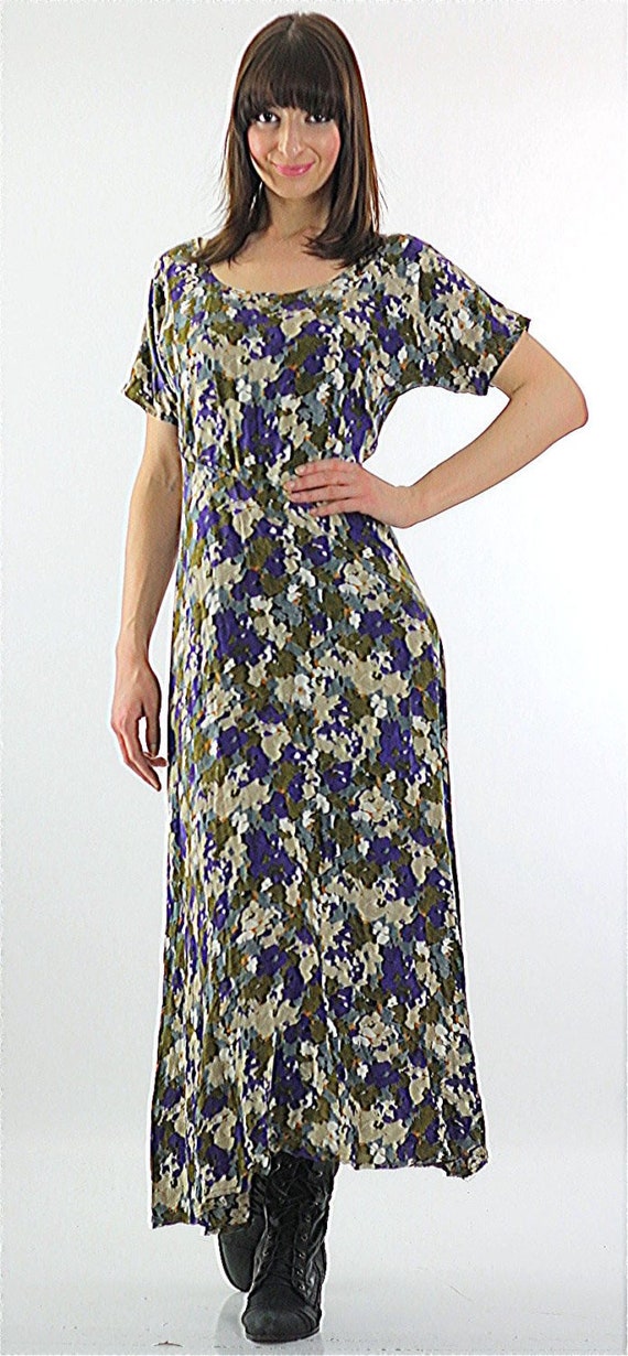 Vintage 90s grunge dress floral purple cream baby… - image 2