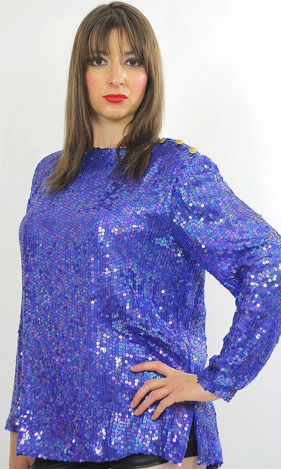 Vintage 80s sequin beaded top tunic Gatsby dress … - image 2