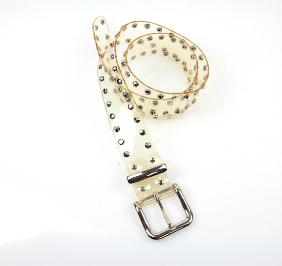 70s Rocker Belt Vintage 70s rocker studded transparent vinyl belt - Gem