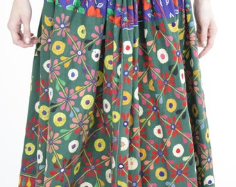 Embroidered India Mirror Skirt Vintage Boho Hippie Authentic