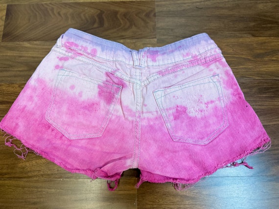 Cut off shorts 90s y2k grunge tie dye pink ombre … - image 7