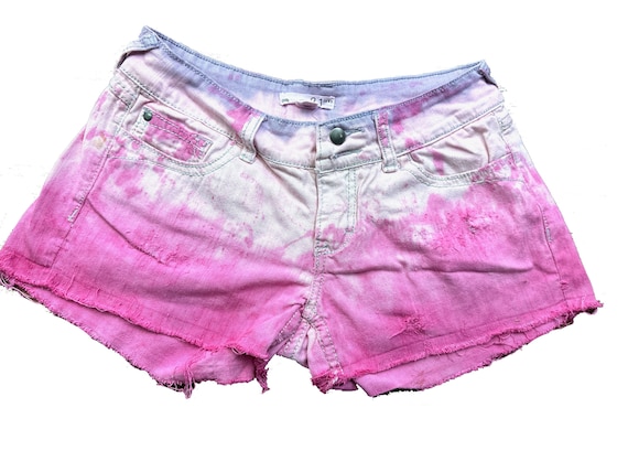 Cut off shorts 90s y2k grunge tie dye pink ombre … - image 1