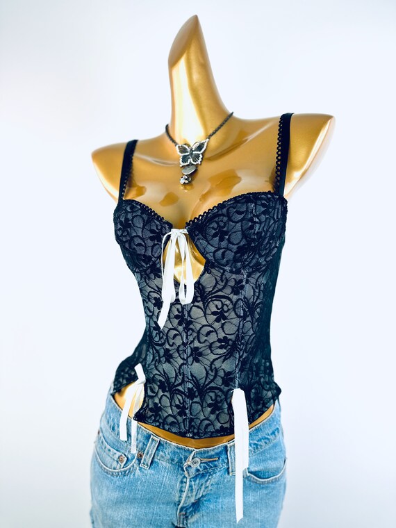 90s bustier corset top see through lingerie gothi… - image 4