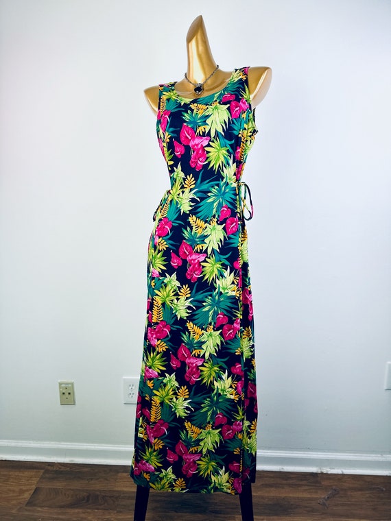 90s floral dress babydoll sundress midi length sl… - image 5