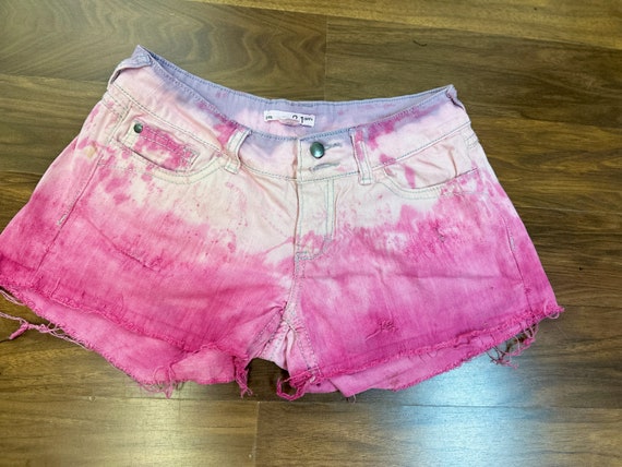 Cut off shorts 90s y2k grunge tie dye pink ombre … - image 5