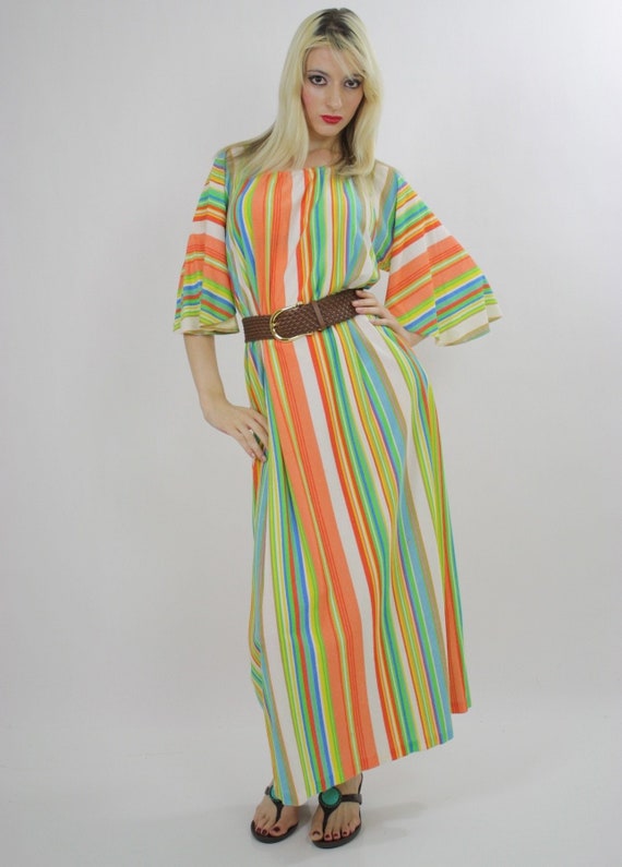 Vintage 60s kaftan dress Maxi length Boho Hippie … - image 1