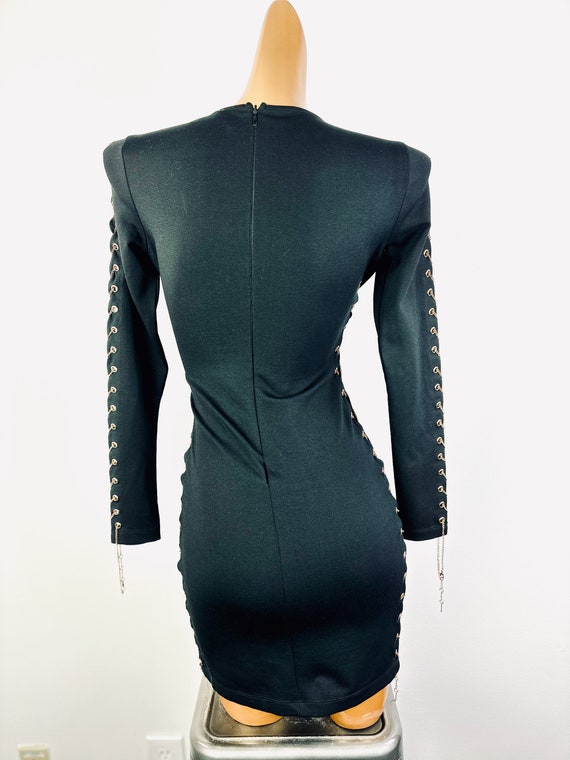 90s black cocktail dress corset laceup mini forma… - image 8