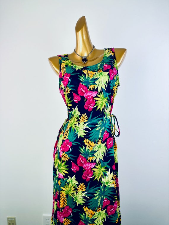90s floral dress babydoll sundress midi length sl… - image 4