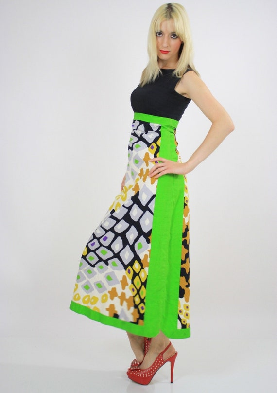 Vintage hippie boho abstract graphic mod maxi dre… - image 4