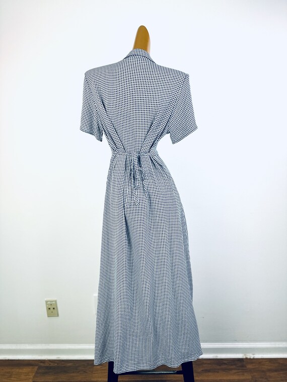 90s cottagecore dress casual buttondown blue ging… - image 7