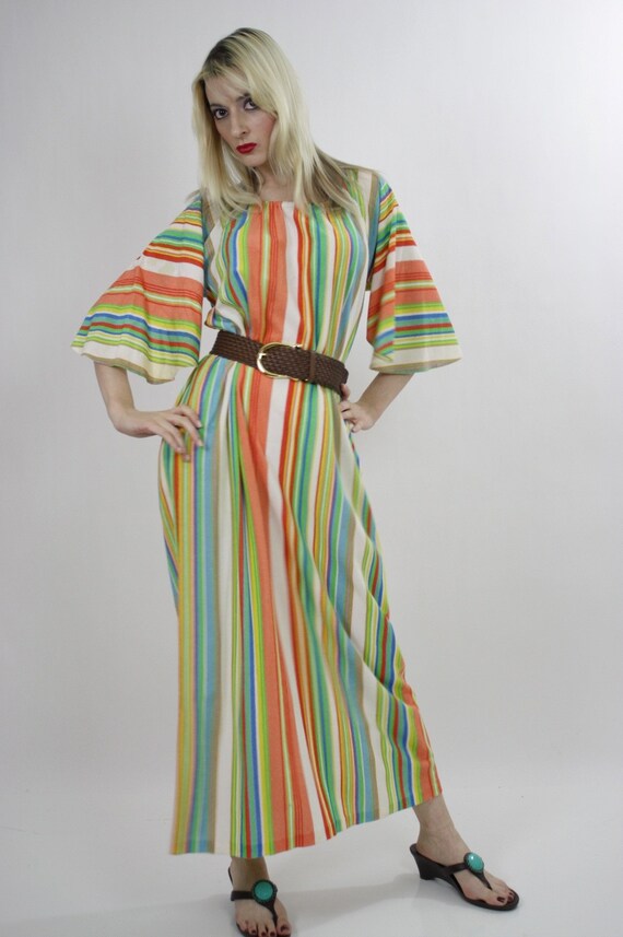 Vintage 60s kaftan dress Maxi length Boho Hippie … - image 3