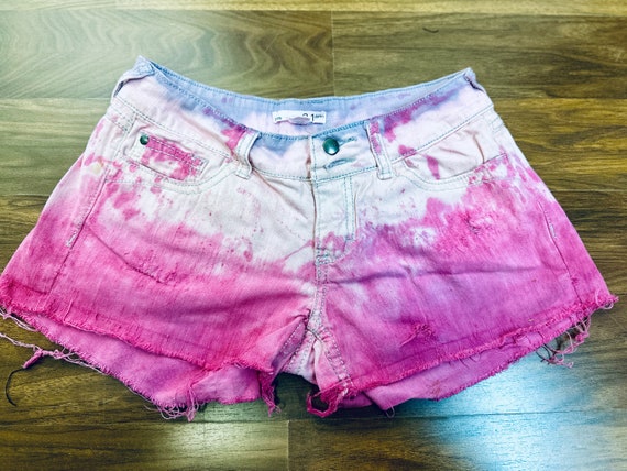 Cut off shorts 90s y2k grunge tie dye pink ombre … - image 4