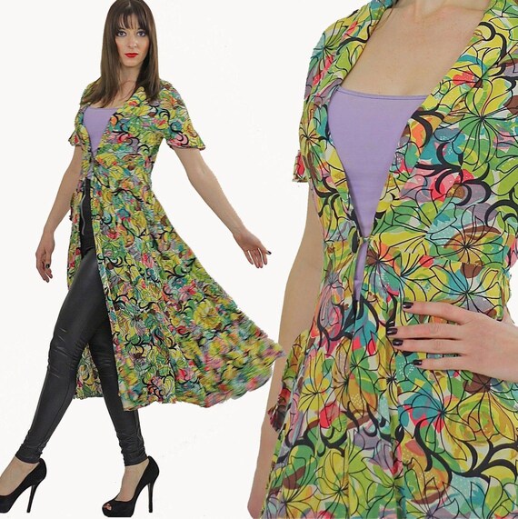 Vintage 80s floral top Sheer jacket Bohemian fest… - image 1