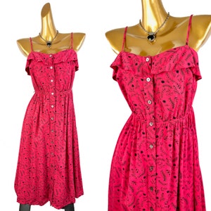 90s cottagecore dress floral spaghetti strap sundress midi length slip Small