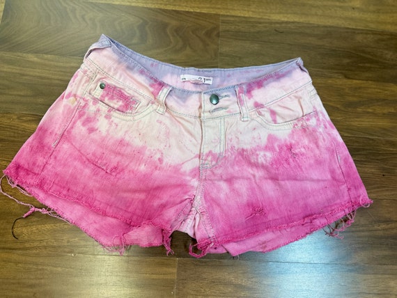 Cut off shorts 90s y2k grunge tie dye pink ombre … - image 3