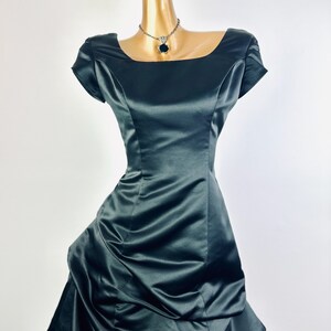 Goth Prom Dress 90s vintage black satin Ballgown wedding guest dress formal image 3