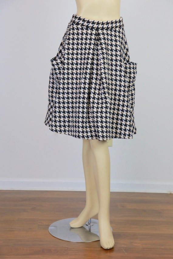 Vintage style retro circular skirt deep pockets houndstooth check NWT