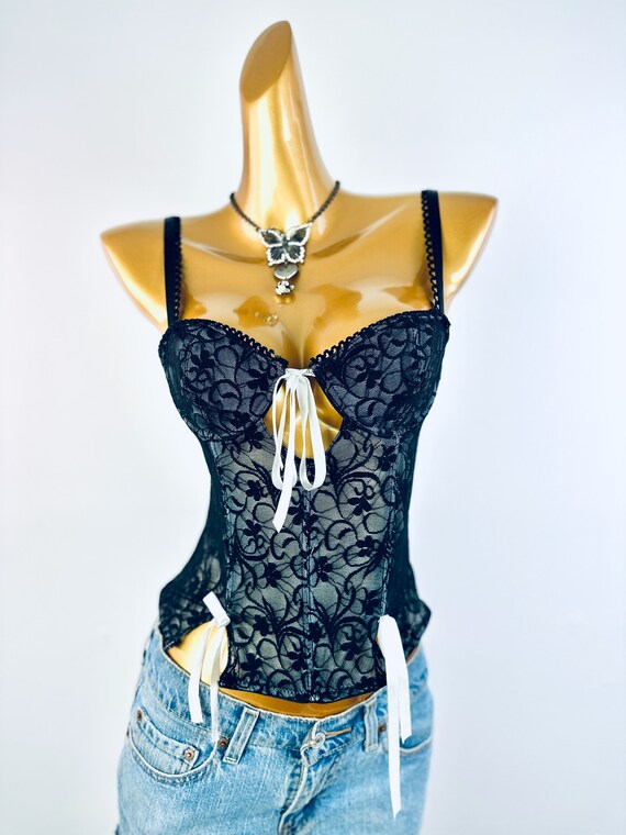 90s bustier corset top see through lingerie gothi… - image 5