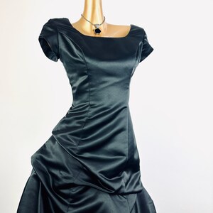 Goth Prom Dress 90s vintage black satin Ballgown wedding guest dress formal image 6