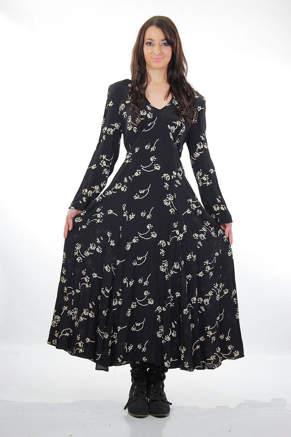 90s grunge maxi dress Elegant A-line Dark Blue Simple Long Prom Dresses Cheap