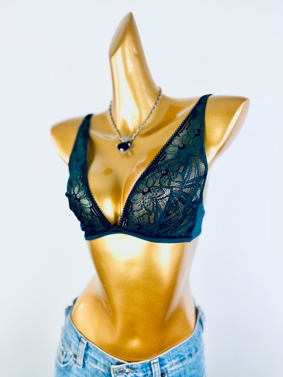 90s sheer bra cupless lace lingerie see through m… - image 4