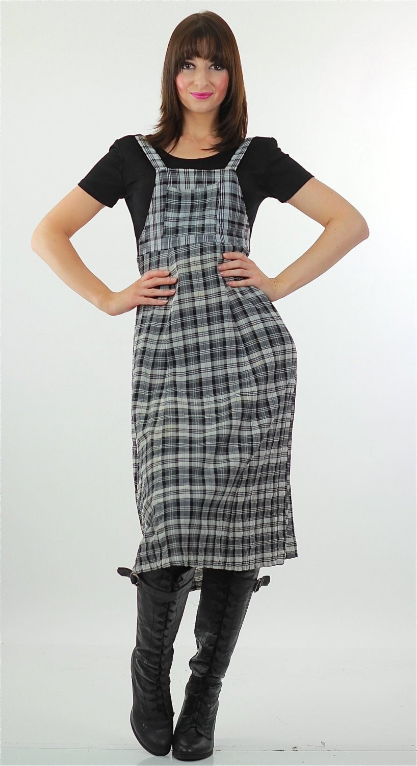 Vintage 90s Grunge Tartan Plaid Coverall Maxi Jumper Dress - Etsy