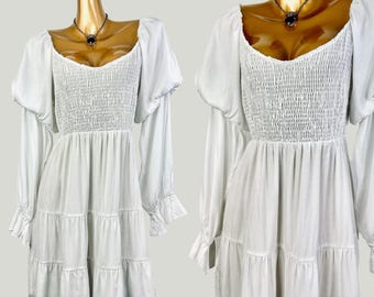 90s milkmaid dress cottagecore sundress prairie puff sleeve dress