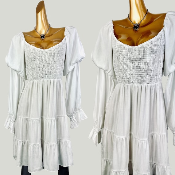90s Milkmaid Dress Cottagecore Sundress Prairie Puff Sleeve Dress - Etsy