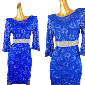 Jaren 90 galajurk formeel elegant feest cocktail thuiskomstjurk blauw maat large