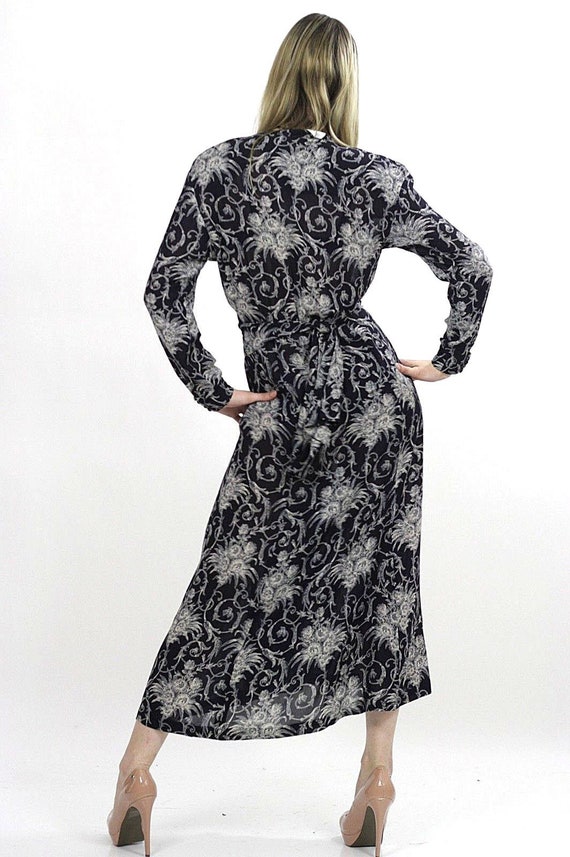 90s grunge dress dark floral print goth boho long… - image 5