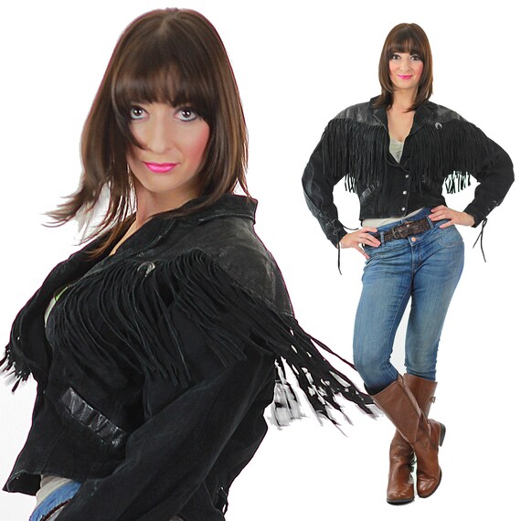 Fringe suede leather jacket 1980s Medium - image 1