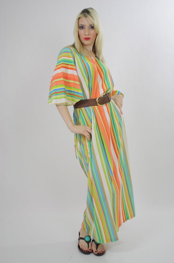 Vintage 60s kaftan dress Maxi length Boho Hippie … - image 4