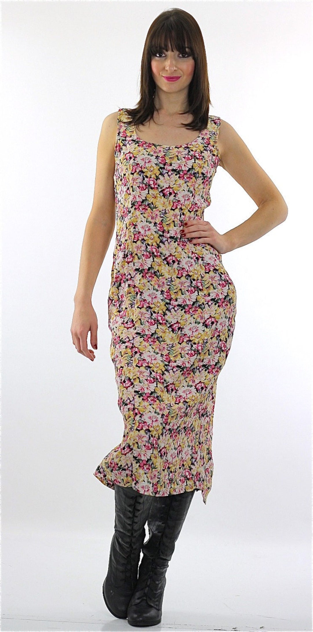BLUSH GARDEN SLIP HIGH LOW MIDI DRESS