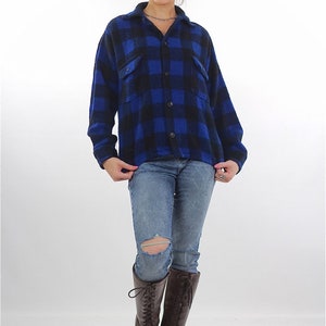 Vintage Blue buffalo plaid shirt flannel checkered lumberjack jacket unisex 90s