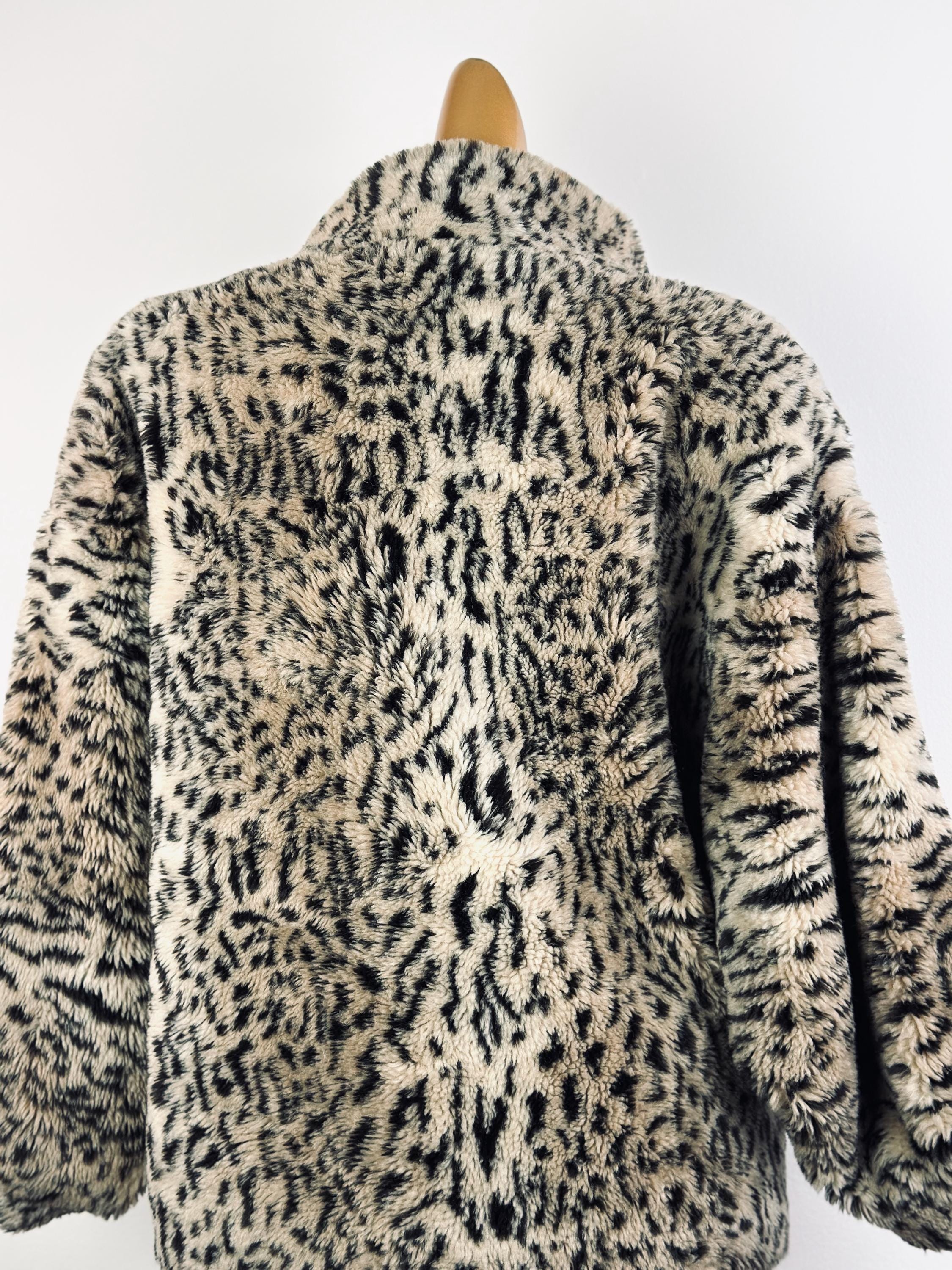 ヴィンテージフェイクファーコート 70年代ヒョウ柄ジャケット - Etsy 日本