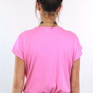 Camiseta floral Camiseta grunge floral Camiseta rosa holgada de manga corta Camiseta vintage retro de los años 80 Talla grande imagen 4