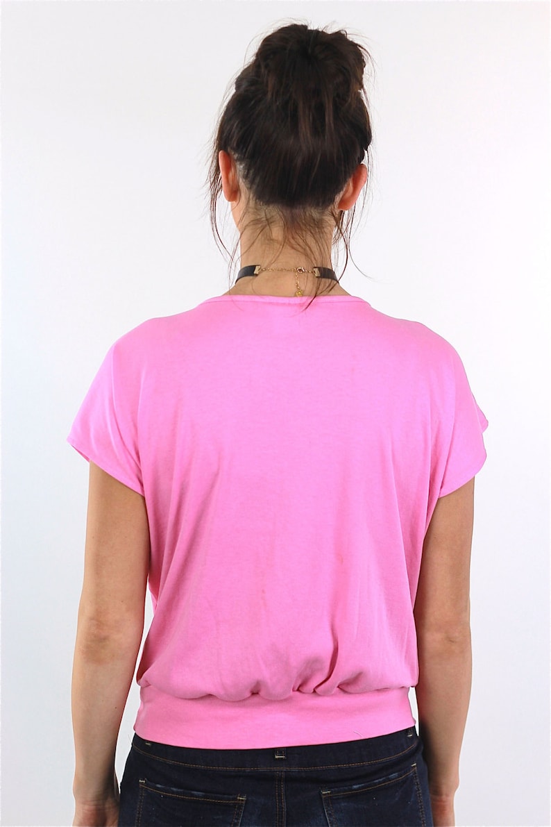 Camiseta floral Camiseta grunge floral Camiseta rosa holgada de manga corta Camiseta vintage retro de los años 80 Talla grande imagen 4