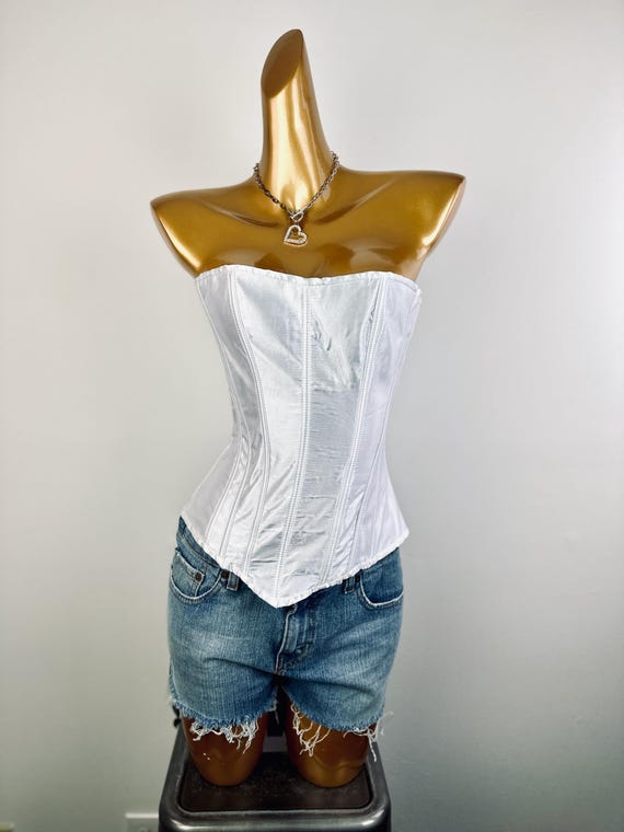 Vintage 90s White Coquette Bustier Corset Top - Etsy