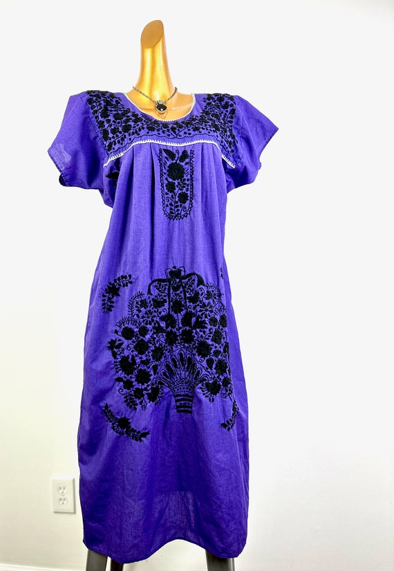 Vintage 70s Boho dress Hippie Oaxacan Mexican flo… - image 3